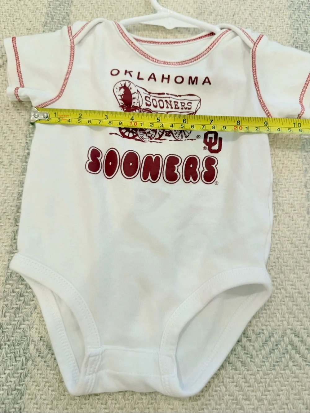 Oklahoma Sooners Infant Bodysuit Onesie 12 Months White Crimson Retro